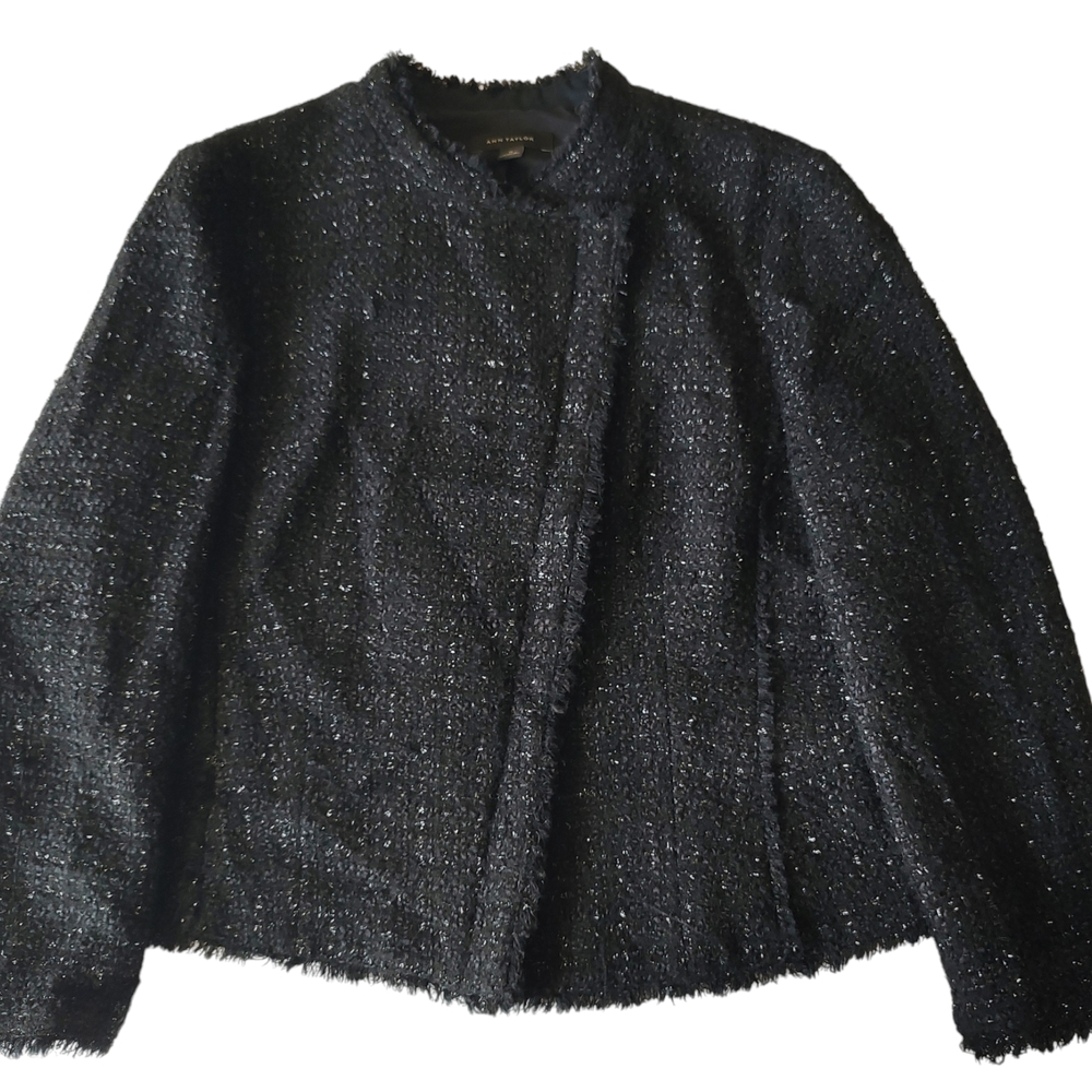 Ann Taylor Midnight Black Textured Blazer